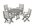 POLYWOOD Coastal Folding Chair 5-Piece Dining Set with Nautical 44" Dining Table in Slate Grey / Birch
