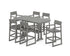 POLYWOOD EDGE Arm Chair 7-Piece Farmhouse Bar Set with Trestle Legs in Slate Grey