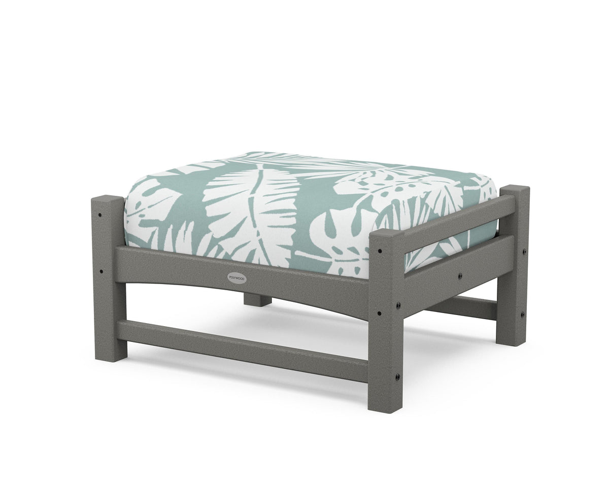 POLYWOOD Club Ottoman in Slate Grey / Leaf Glacier Spa