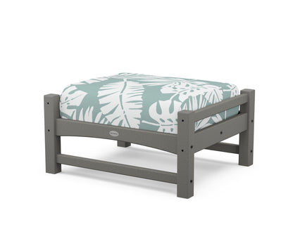 POLYWOOD Club Ottoman in Slate Grey / Leaf Glacier Spa