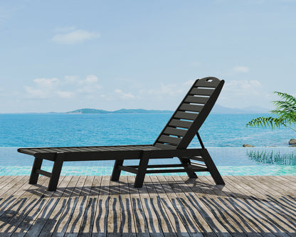 POLYWOOD Nautical Chaise in Black styled outdoors