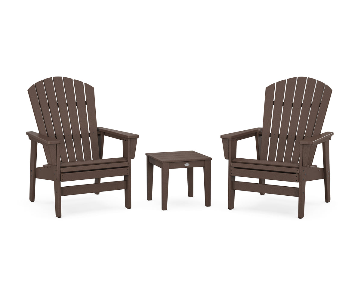 POLYWOOD 3-Piece Nautical Grand Upright Adirondack Set in Mahogany