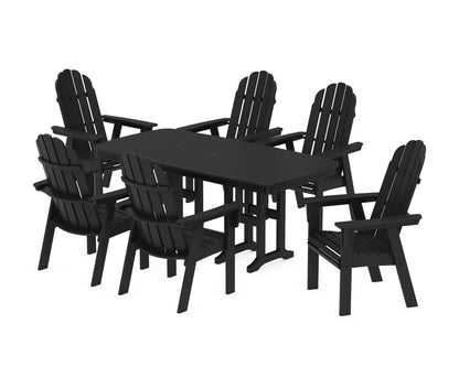 POLYWOOD Vineyard Curveback Adirondack Chair 7-Piece Dining Set in Black