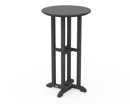 POLYWOOD 24" Round Farmhouse Bar Bistro Table in Vintage Coffee