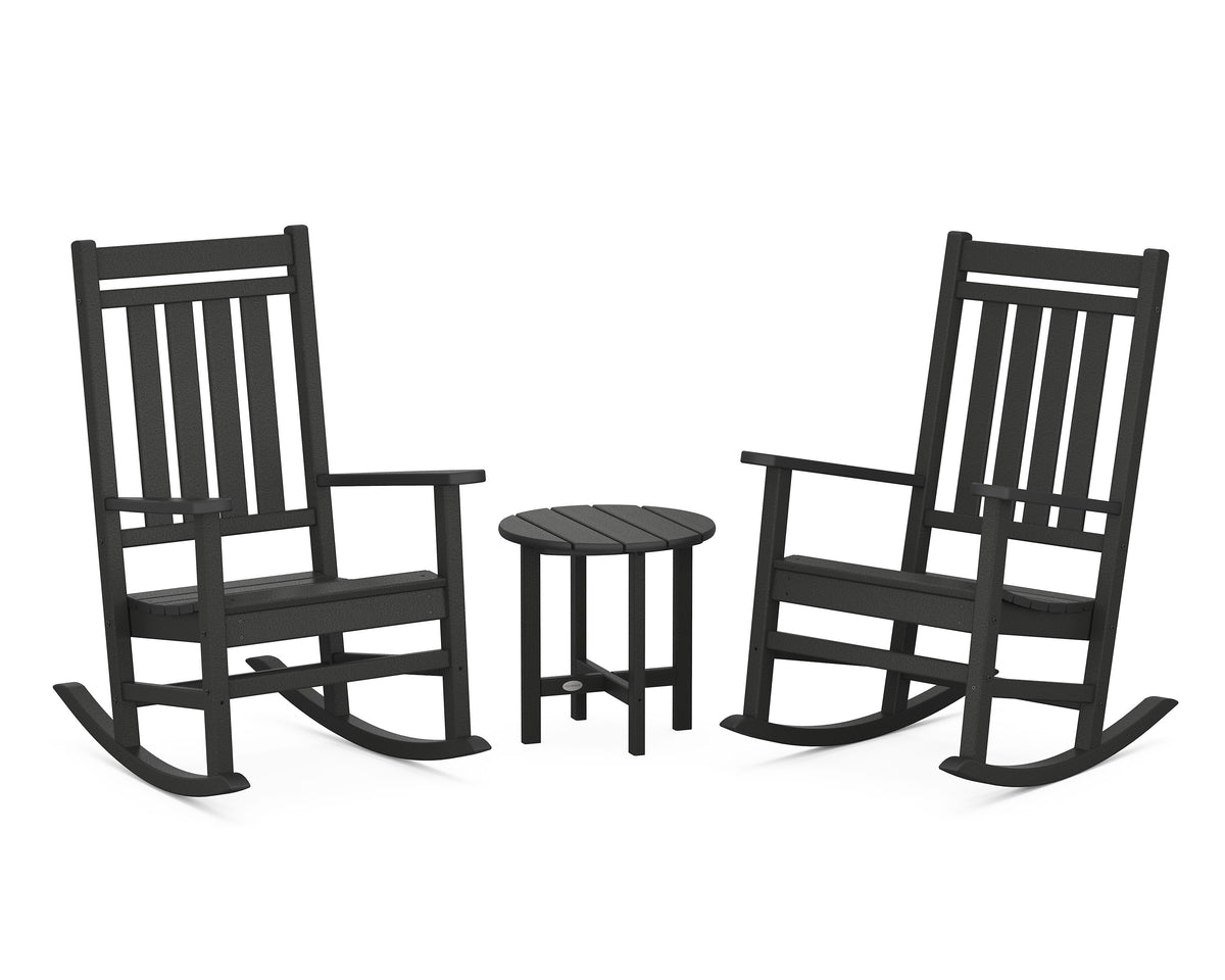 POLYWOOD Estate 3-Piece Rocking Chair Set in Black