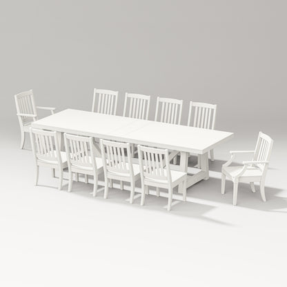 POLYWOOD Estate 11-Piece A-Frame Table Dining Set - 120" Table in Vintage White