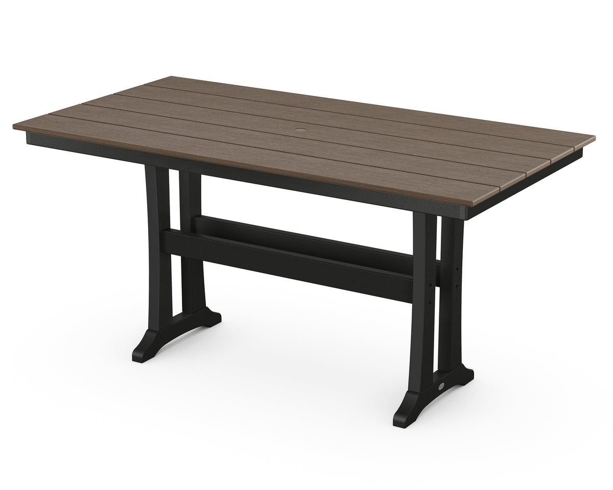 POLYWOOD Farmhouse Trestle 37" x 72" Counter Table in Black / Kona