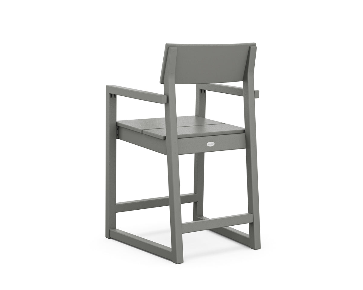 Additional angle of the POLYWOOD EDGE Counter Arm Chair in Slate Grey