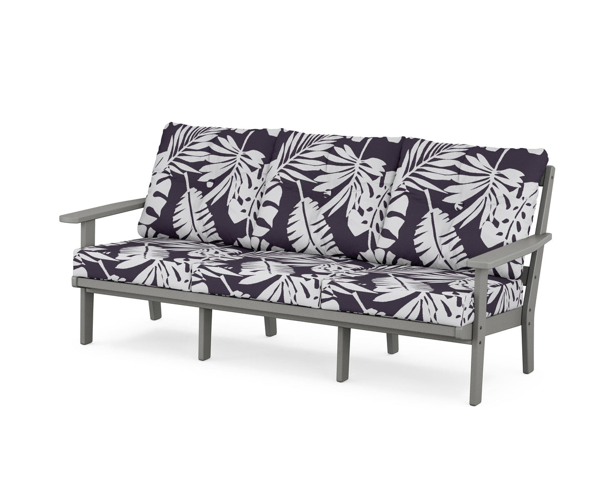 POLYWOOD Prairie Deep Seating Sofa in Slate Grey / Leaf Navy