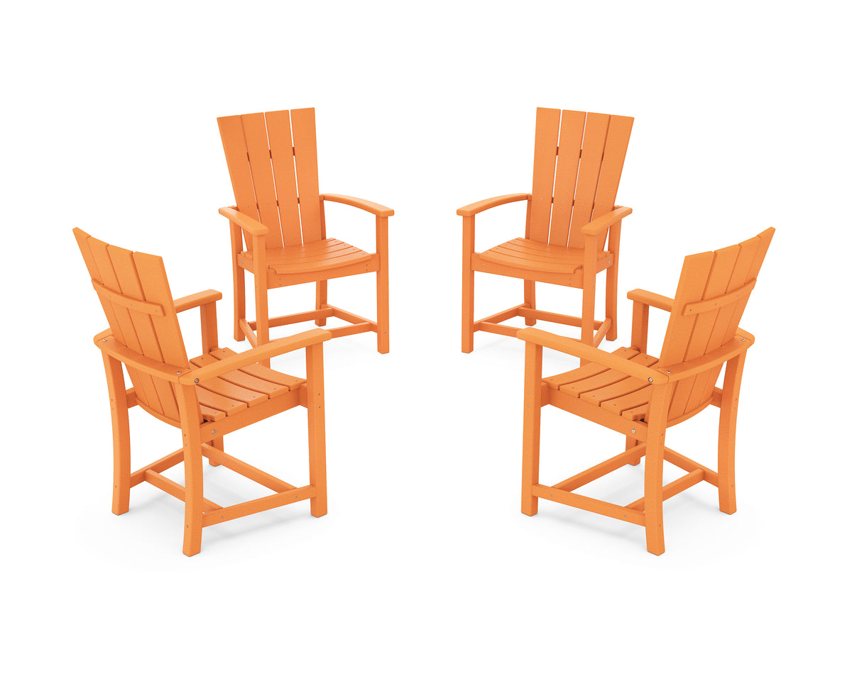POLYWOOD Quattro 4-Piece Upright Adirondack Conversation Set in Tangerine