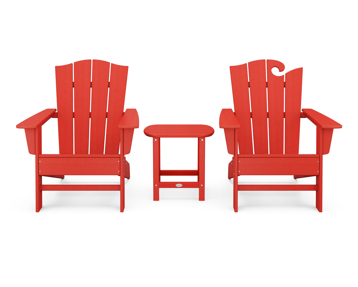 POLYWOOD Wave Collection 3-Piece Set in Sunset Red