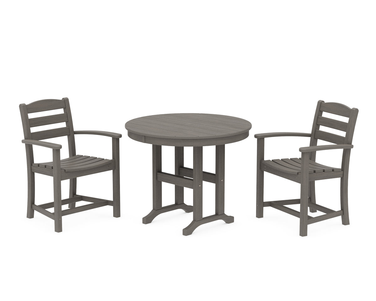 POLYWOOD La Casa Café 3-Piece Round Dining Set in Driftwood