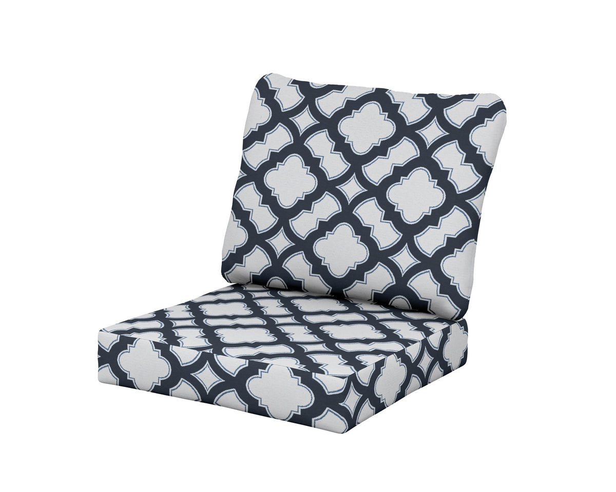 POLYWOOD Classics Seat/Back Cushion Set in Trellis Marine Indigo
