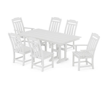 POLYWOOD Cottage 7-Piece Farmhouse Dining Set in White