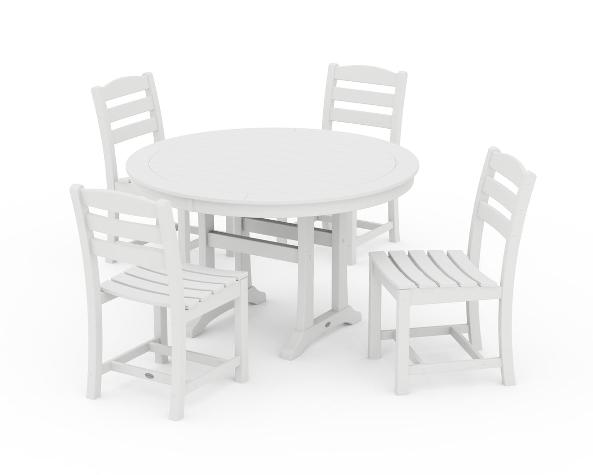 POLYWOOD La Casa Café 5-Piece Side Chair Dining Set - 48" Table in White