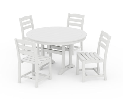 POLYWOOD La Casa Café 5-Piece Side Chair Dining Set - 48" Table in White