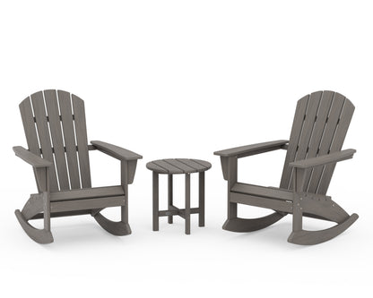 POLYWOOD Nautical 3-Piece Adirondack Rocking Chair Set in Driftwood