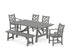 POLYWOOD Chippendale 6-Piece Rustic Farmhouse Dining Set with Bench in Slate Grey