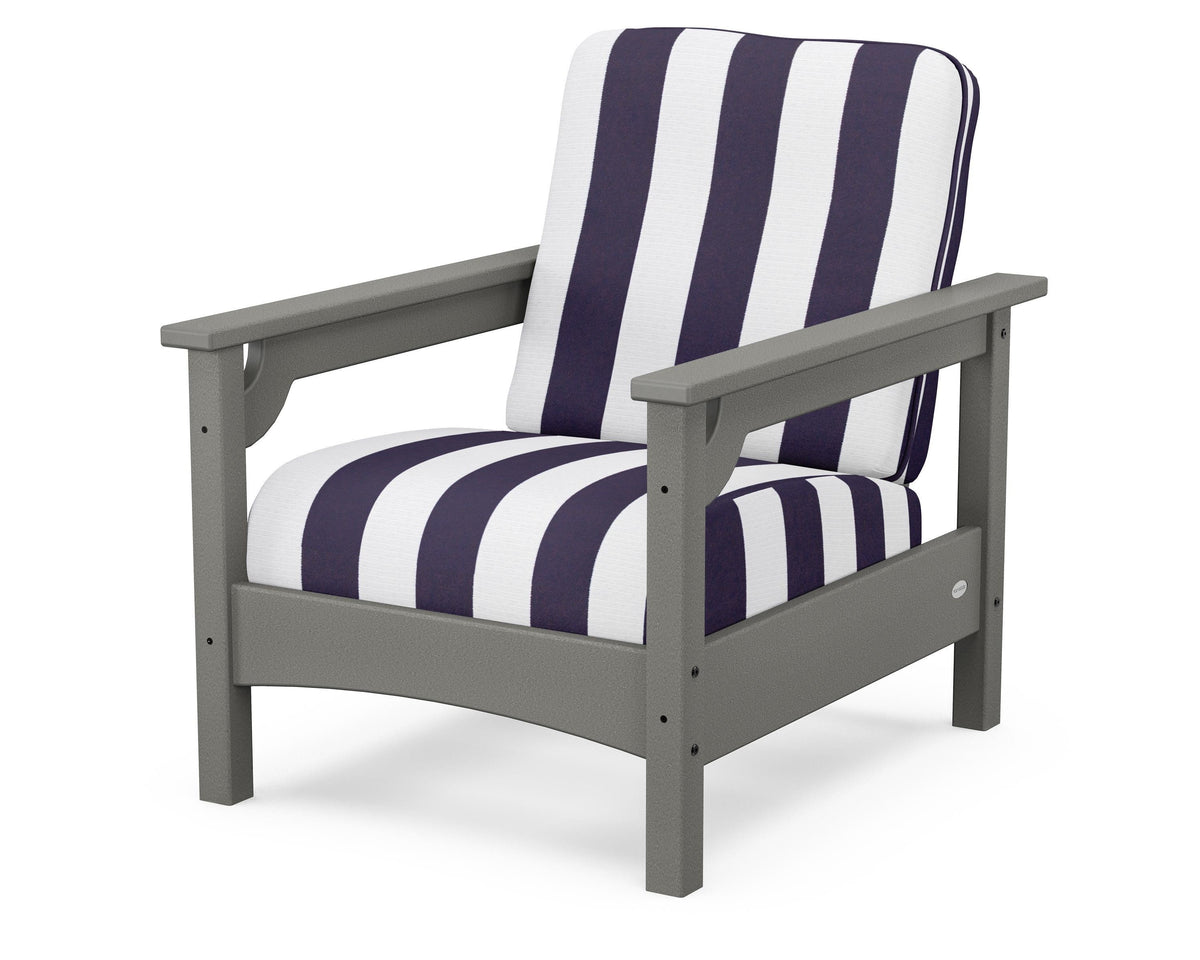POLYWOOD Club Chair in Slate Grey / Cabana Stripe Navy