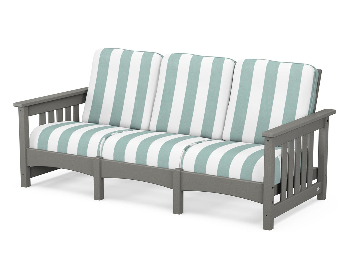 POLYWOOD Club Mission Sofa in Slate Grey / Cabana Stripe Glacier Spa