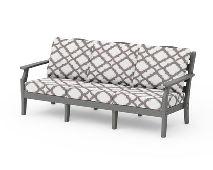 POLYWOOD Savannah Deep Seating Sofa in Slate Grey / Trellis Grey Mist