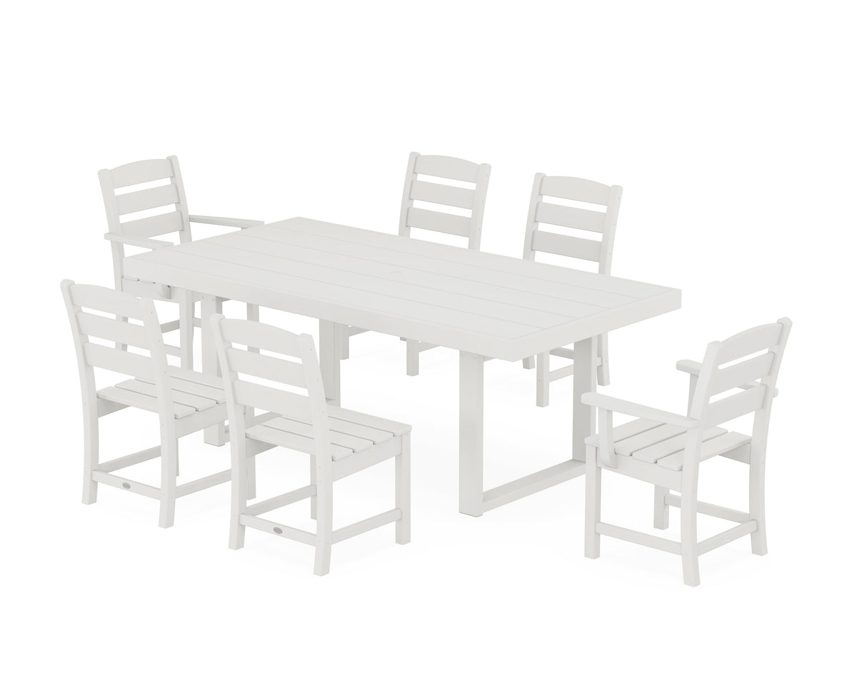 POLYWOOD Lakeside 7-Piece Dining Set - 39" x 78" Table in Vintage White