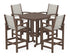 POLYWOOD Coastal 5-Piece Bar Set in Mahogany / Birch