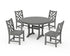 POLYWOOD Chippendale Side Chair 5-Piece Round Dining Set with Trestle Legs in Slate Grey