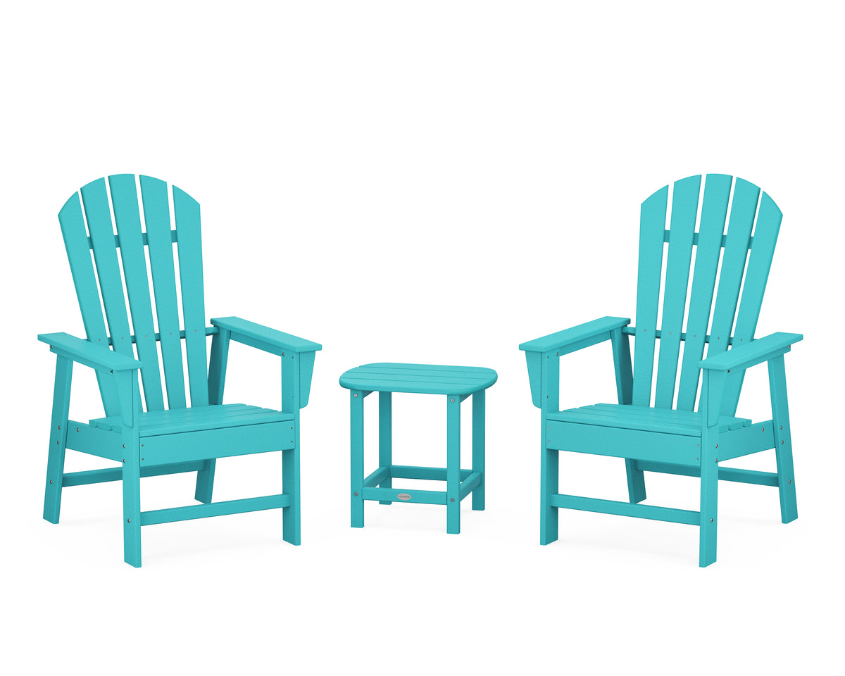 POLYWOOD South Beach Casual Chair 3-Piece Set with 18" South Beach Side Table in Aruba