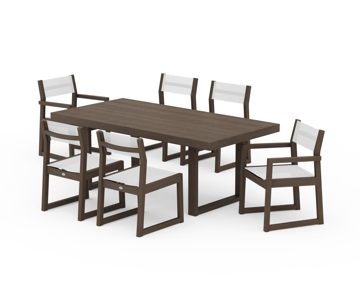 POLYWOOD EDGE Sling 7-Piece Dining Set in Kona / White