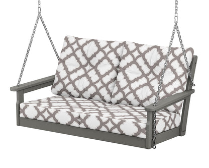 POLYWOOD Vineyard Deep Seating Swing in Slate Grey / Trellis Grey Mist