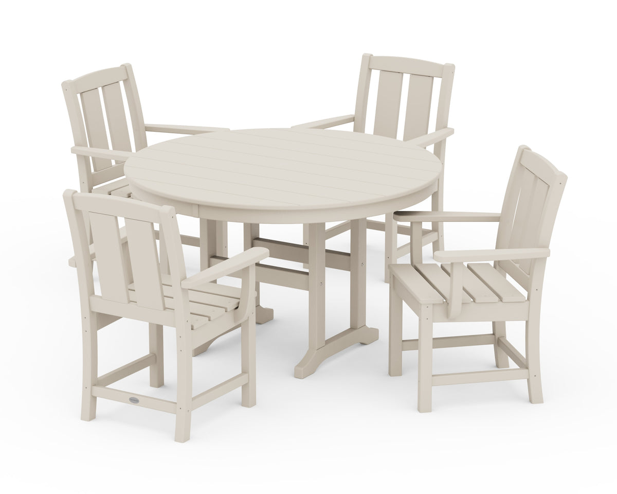POLYWOOD Mission 5-Piece Round Farmhouse Dining Set in Sand
