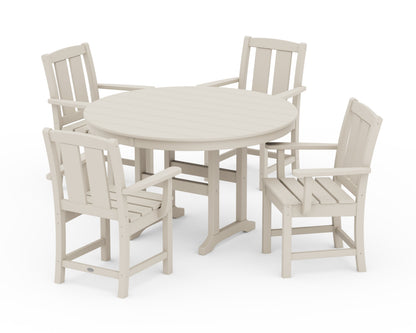 POLYWOOD Mission 5-Piece Round Farmhouse Dining Set in Sand