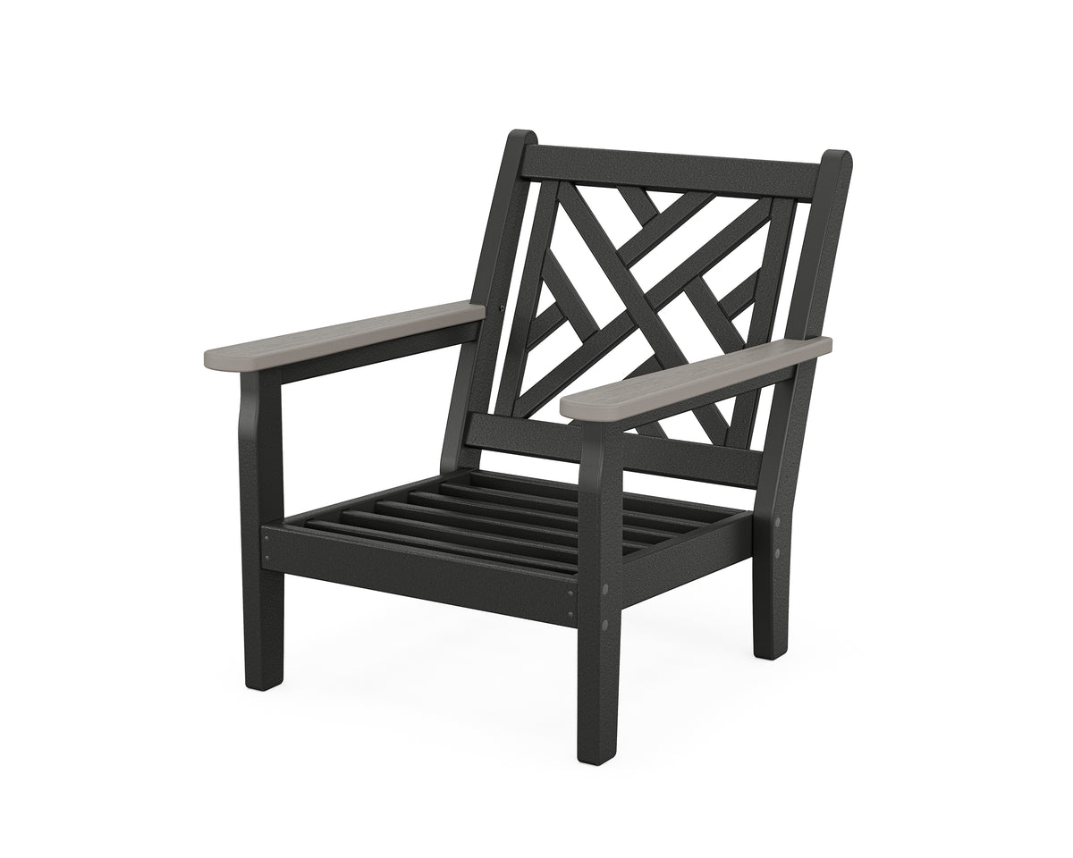 POLYWOOD Chippendale Deep Seating Chair Frame in Black / Driftwood