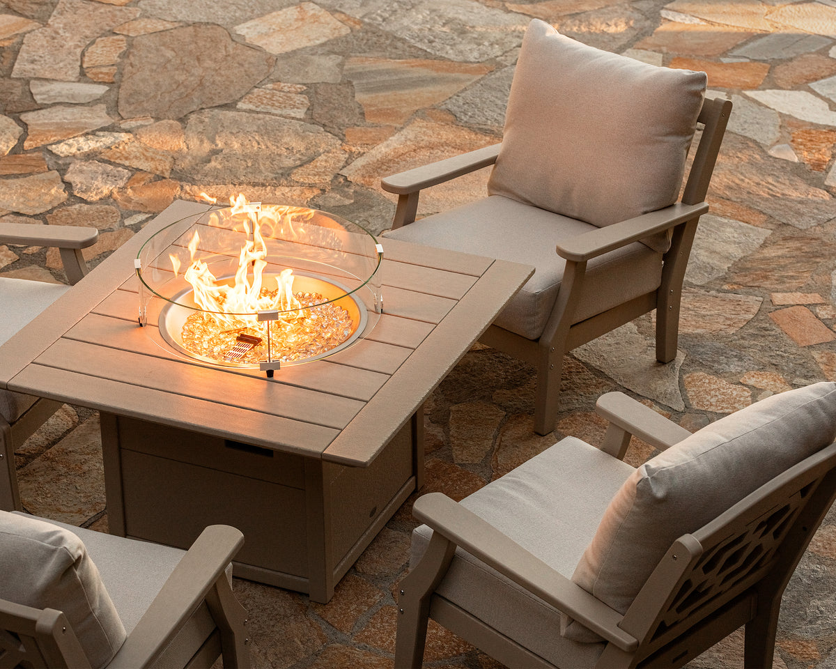 POLYWOOD Square 42" Fire Pit Table in an outdoor setting (2)