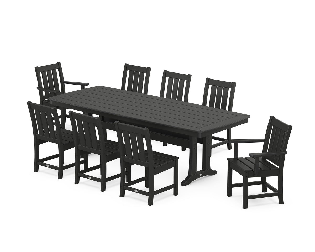 POLYWOOD Oxford 9-Piece Dining Set with Trestle Legs in Black