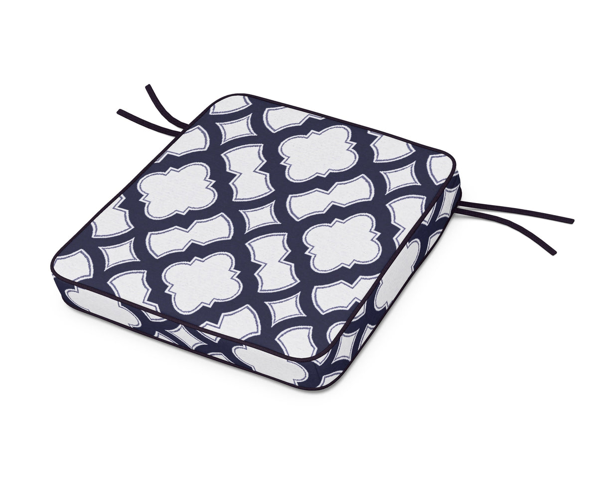 POLYWOOD Acadia Dining Arm Seat Cushion in Trellis Navy