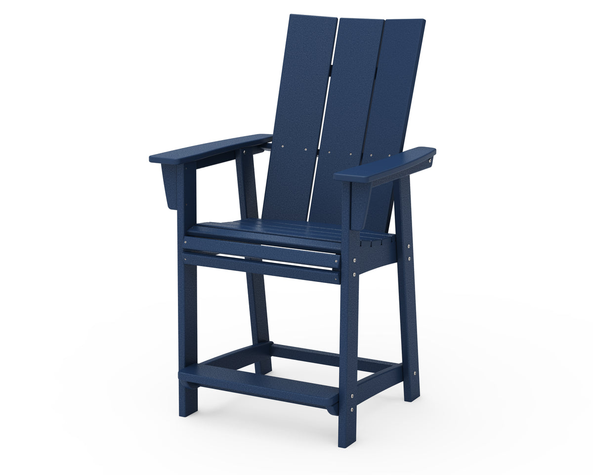 POLYWOOD Modern Curveback Adirondack Counter Chair in Navy