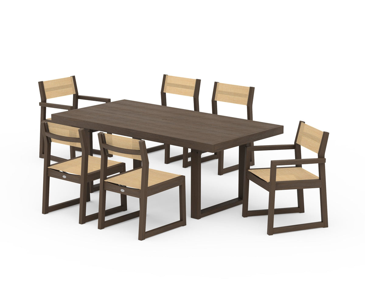 POLYWOOD EDGE Sling 7-Piece Dining Set in Kona / Dupioni Apricot