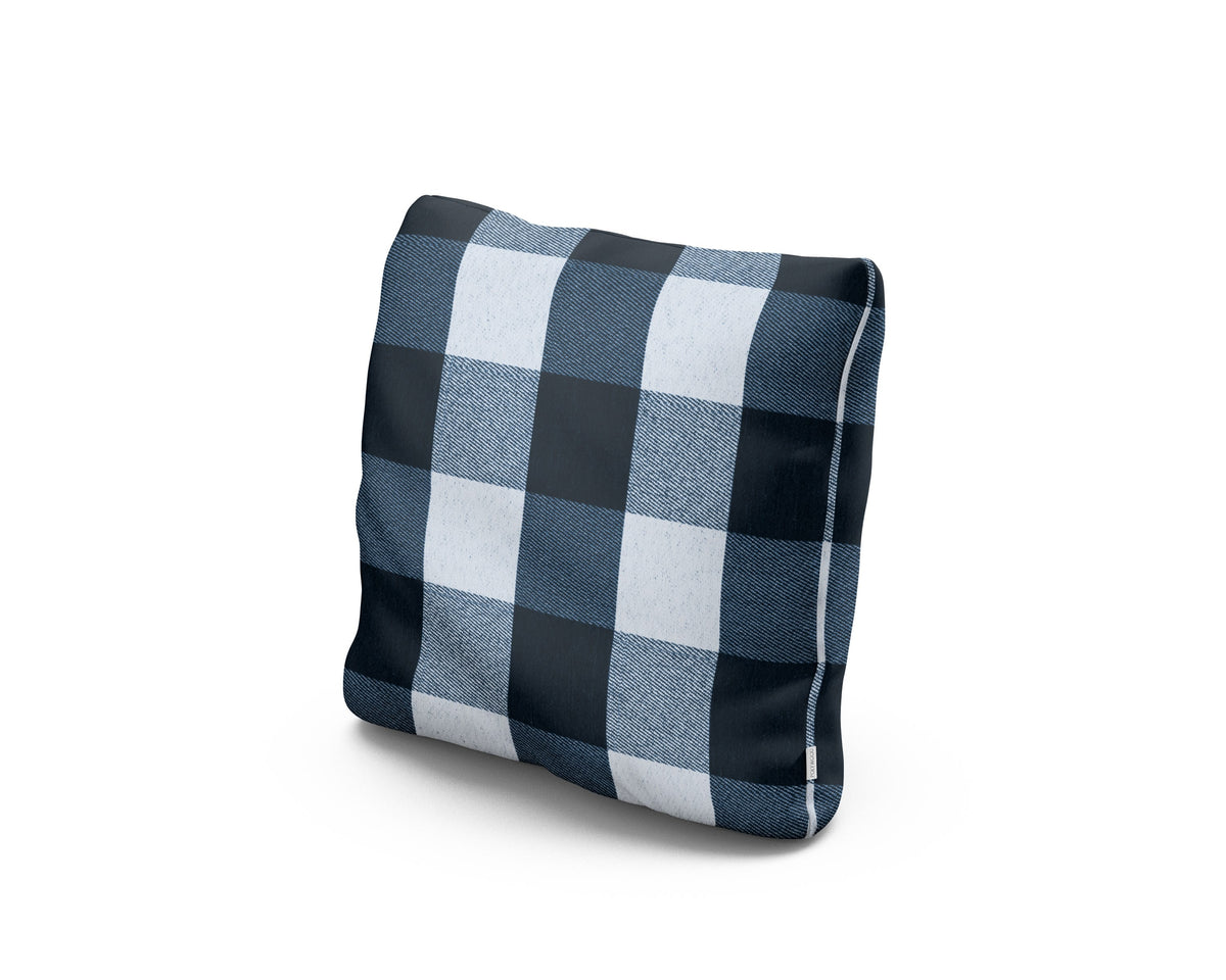 POLYWOOD 16" Outdoor Throw Pillow in Buffalo Plaid Marine Indigo