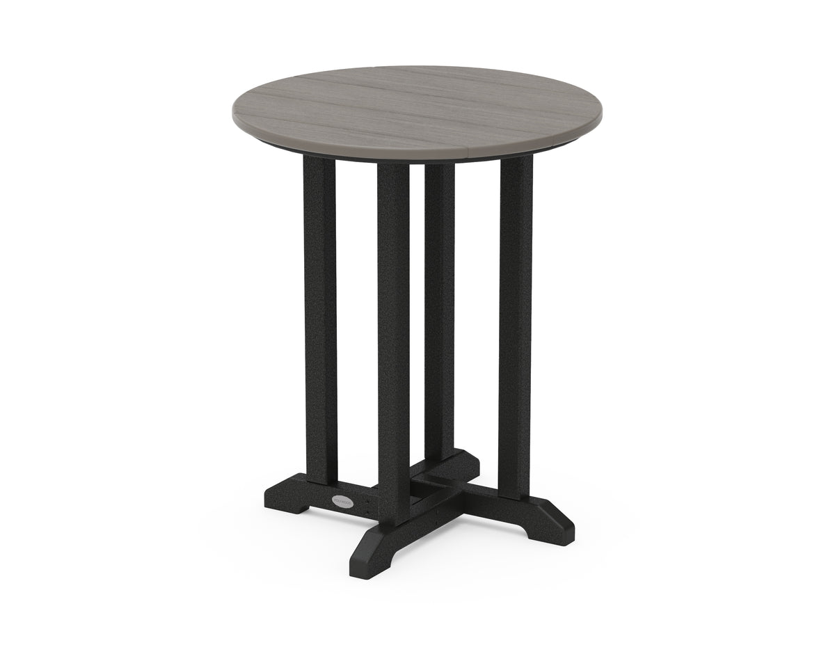 POLYWOOD Contempo 24" Round Dining Table in Black / Driftwood