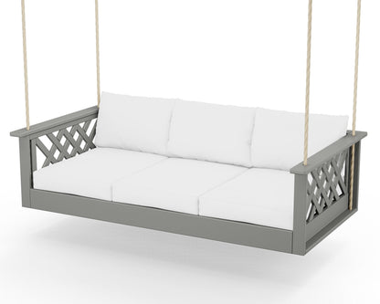 POLYWOOD Wovendale Daybed Swing in Slate Grey / Natural
