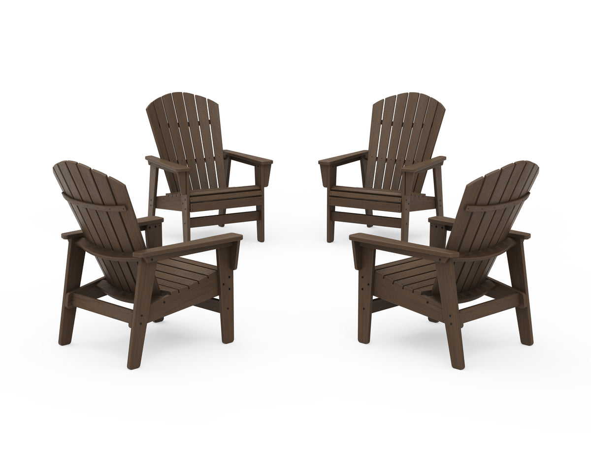 POLYWOOD 4-Piece Nautical Grand Upright Adirondack Chair Conversation Set in Kona