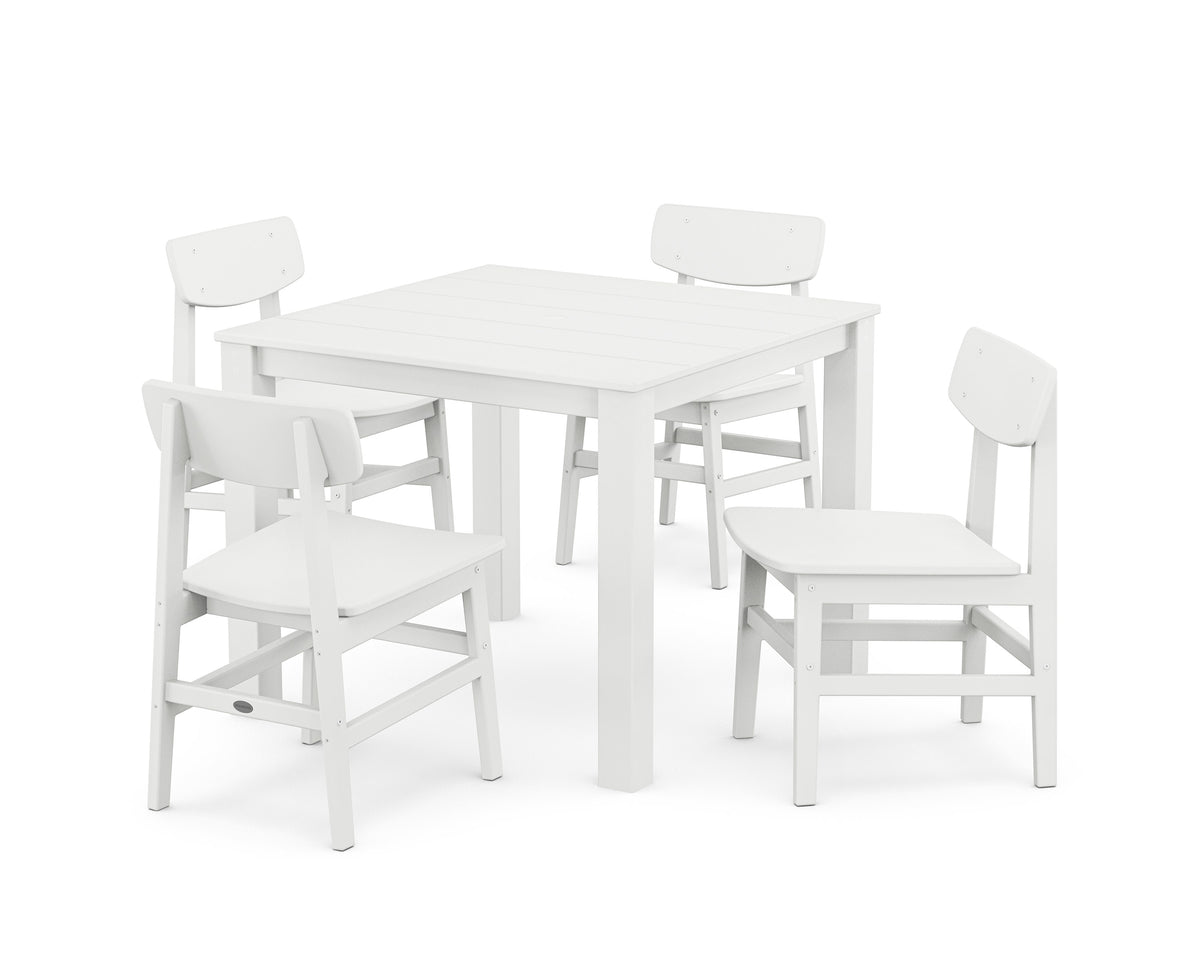 POLYWOOD Modern Studio Urban Chair 5-Piece Parsons Dining Set in White