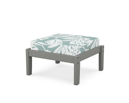 POLYWOOD Deep Seating Ottoman in Slate Grey / Leaf Glacier Spa
