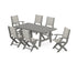 POLYWOOD Coastal Folding Chair 7-Piece Rustic Farmhouse Dining Set in Slate Grey / Birch