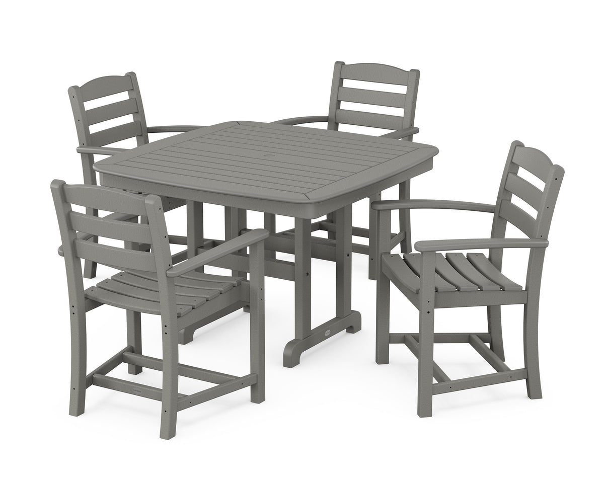POLYWOOD La Casa Café 5-Piece Dining Set with Trestle Legs - 44" Table in Slate Grey