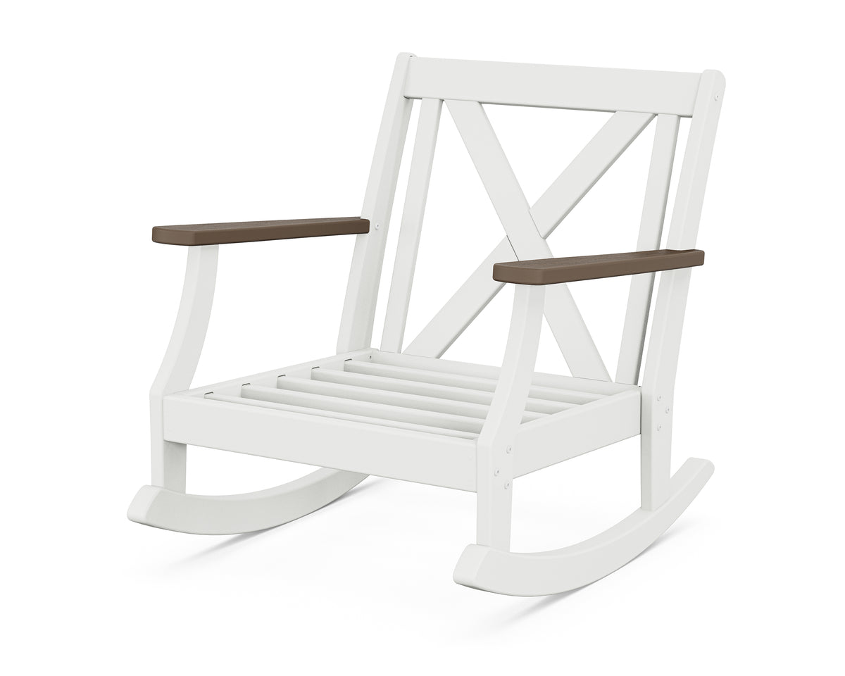 POLYWOOD Braxton Deep Seating Rocking Chair Frame in White / Kona