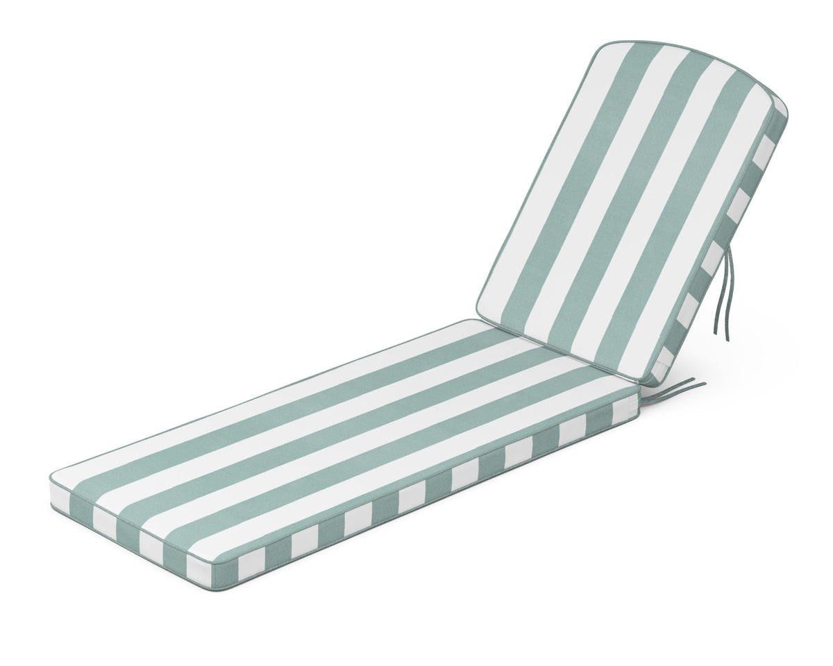 POLYWOOD Chinoiserie Chaise Cushion in Cabana Stripe Glacier Spa