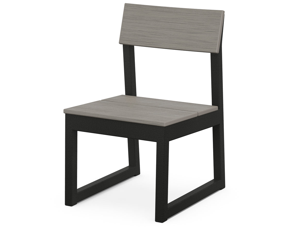 POLYWOOD EDGE Dining Side Chair in Black / Driftwood
